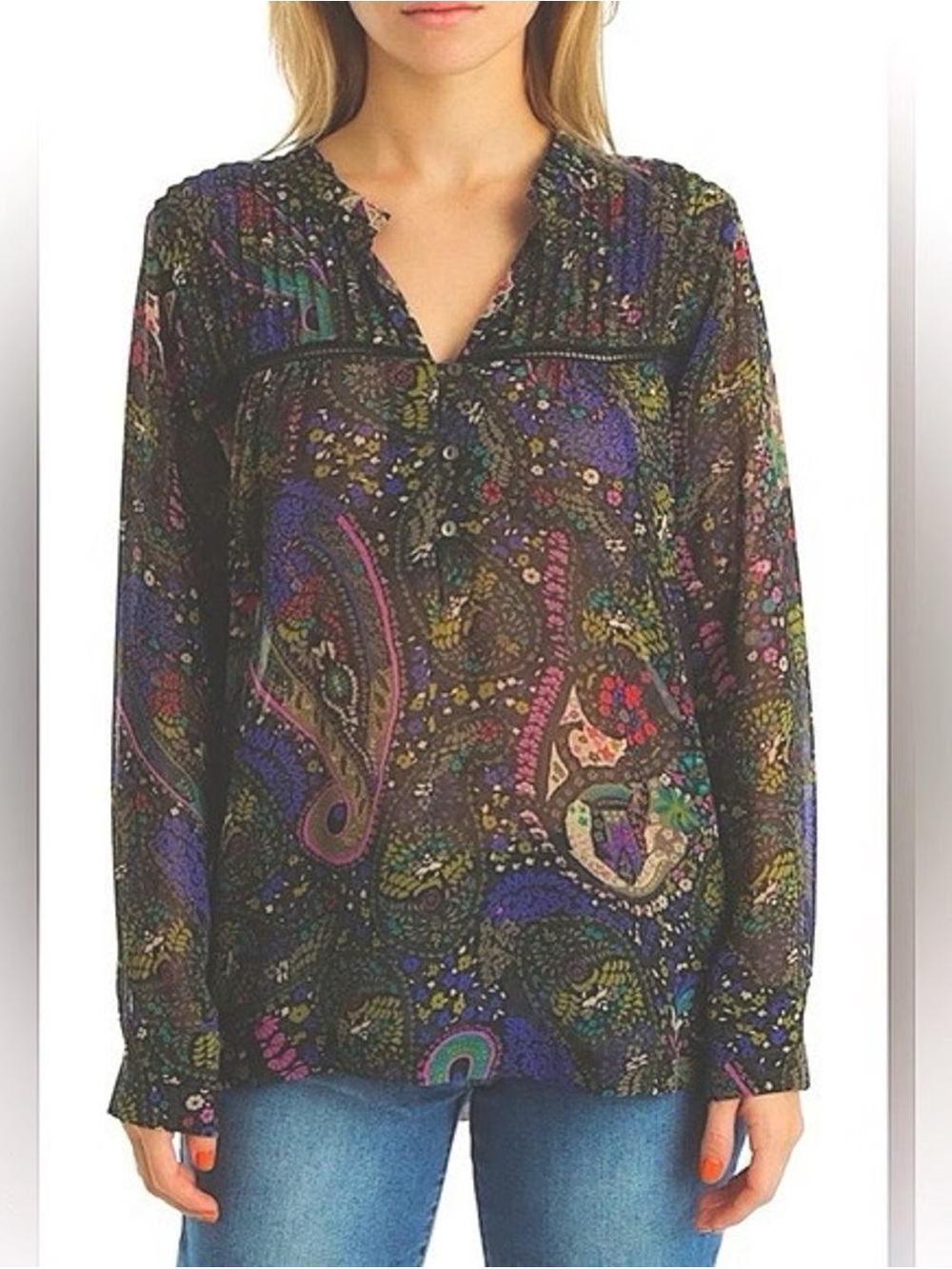 Anthropologie Dolan Peasant Odessa Blouse Paisley Print Size L